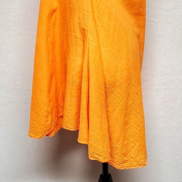 TEN Design Neon Tangerine Sequin Floral Embroidered Trapeze Dress Small - Picture 10 of 15